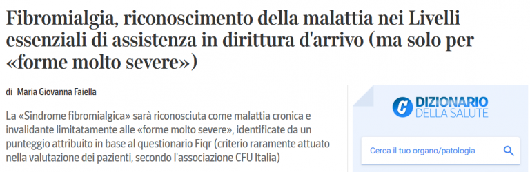 CReI E FIBROMIALGIA: NE PARLA IL CORRIERE DELLA SERA